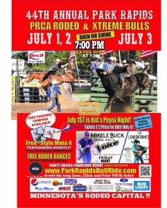 Park Rapids PRCA ProRodeo and Xtreme Bulls – July 1, 2, 3 2022