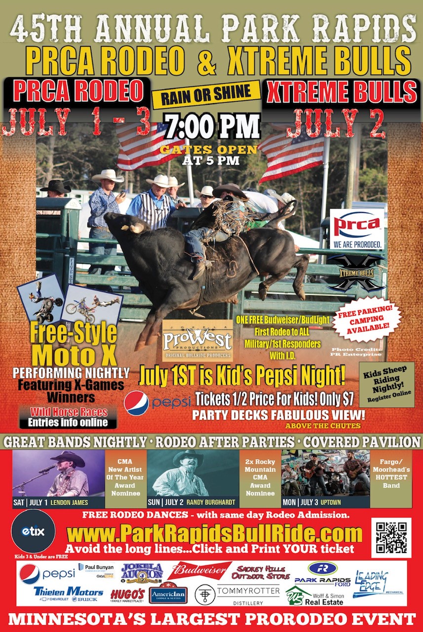 Park Rapids PRCA ProRodeo and Xtreme Bulls – July 1, 2, 3 2023